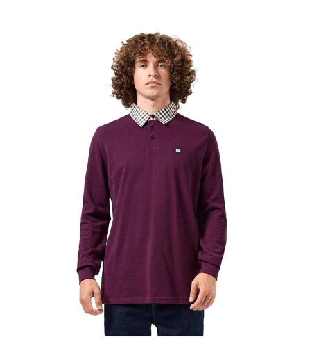 Polo Manches Longues Style Col À Carreaux Walker Homme Rose Baie Weekend Offender