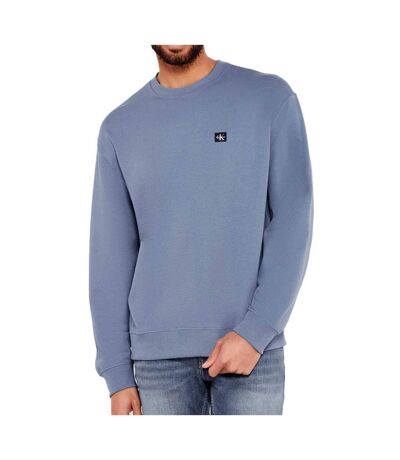 Sweat bleu homme calvin klein jeans badge terry - l