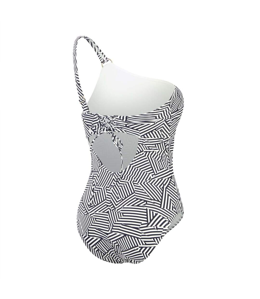 Womens/ladies asymmetric one piece swimsuit black/white Speedo-2