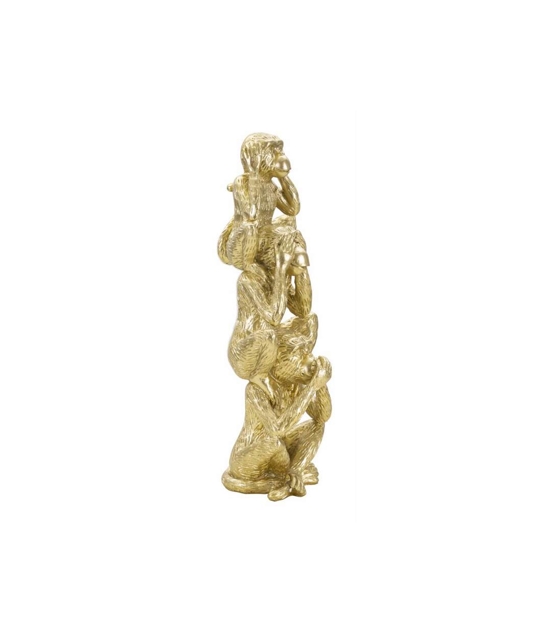 Statuette Déco Pyramide 3 Singes 30cm Or-2
