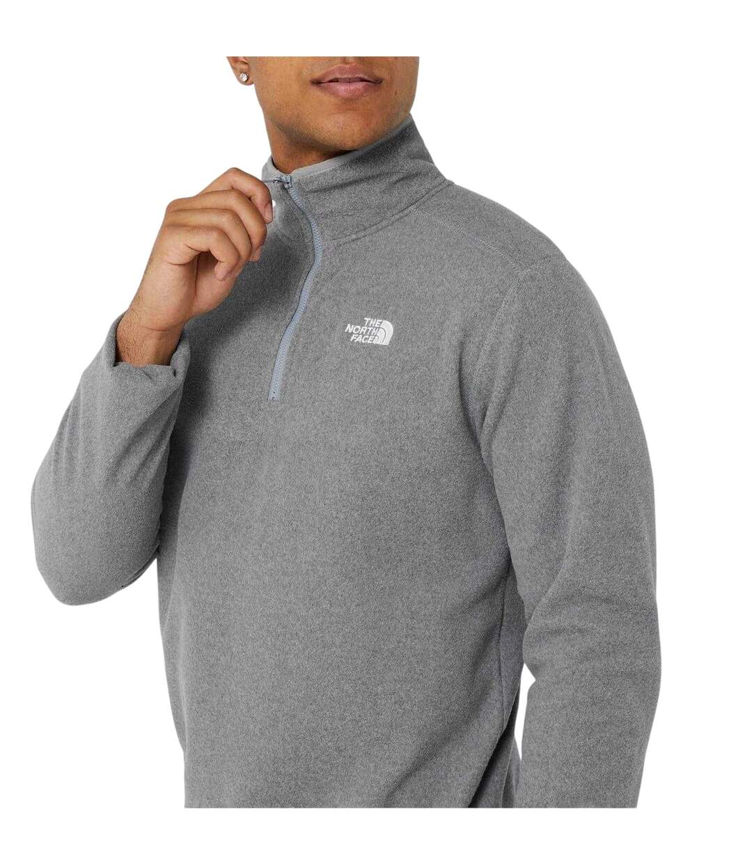 Mens Glacier Fleece Quarter Zip Sweatshirt Mid Grey The North Face-4