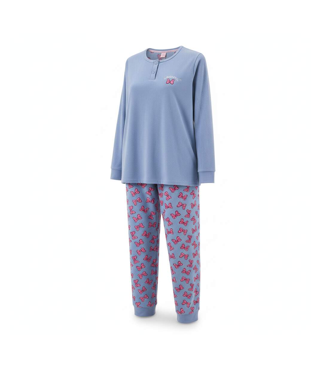 OZABI Ensemble Pyjama Femme Coton Doublé Polaire Broderie Lurex-1