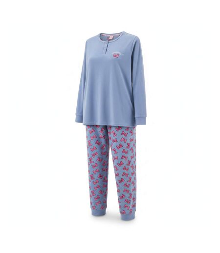 OZABI Ensemble Pyjama Femme Coton Doublé Polaire Broderie Lurex