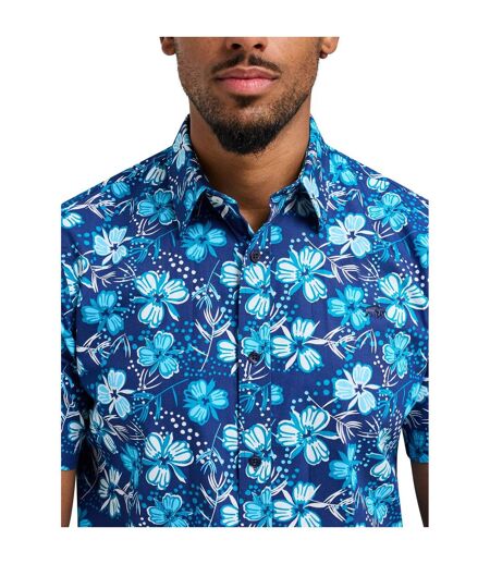 Mens blossom short-sleeved shirt navy Raging Bull