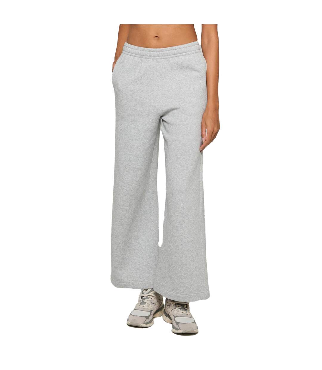 Womens/ladies Wide Leg Sweatpants Heather Grey Build Your Brand-4