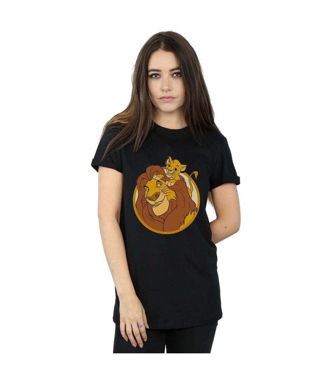 Disney Womens/Ladies The Lion King Mufasa And Simba Cotton Boyfriend T-Shirt (Noir) - UTBI29142-2