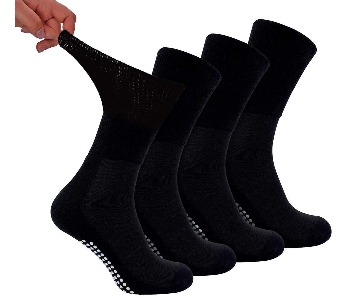 4 Pack Bamboo Diabetic Socks With Grips for Men and Women-1