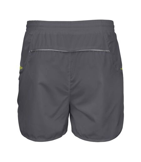 Short de course homme gris/vert citron Spiro