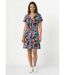 Robe évasée imprimé feuilles courte-1