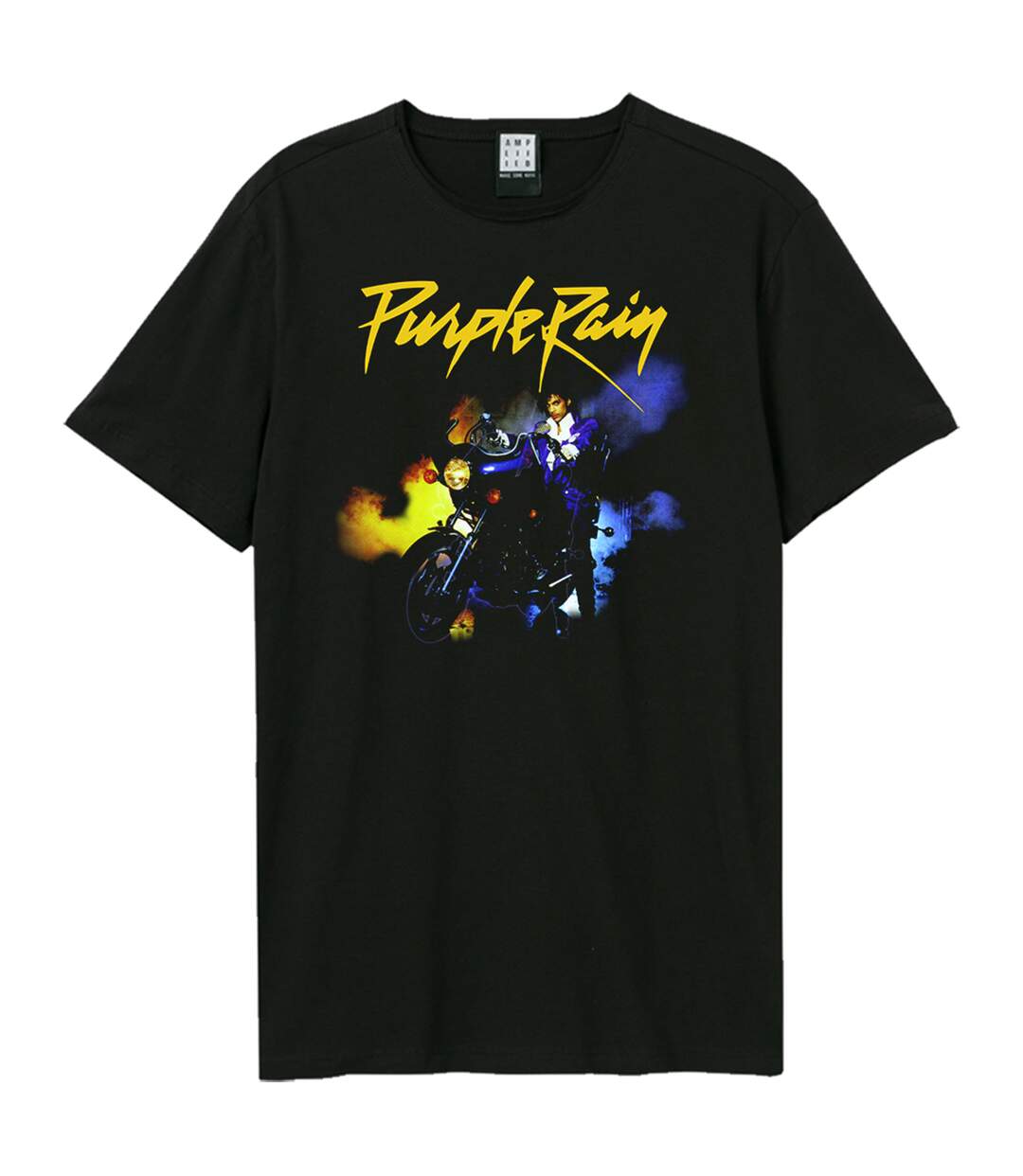 T-shirt purple rain motorcycle adulte noir Amplified