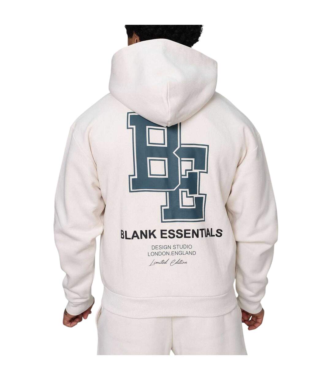 Mens Collegiate Full Zip Hoodie Bone Blank Essentials-4