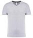 T-shirt manches courtes coton piqué col V K374 - gris chiné - homme