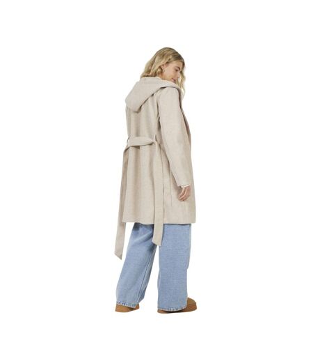 Womens/ladies Bari Belt Long Hooded Jacket Oat Marl Brave Soul