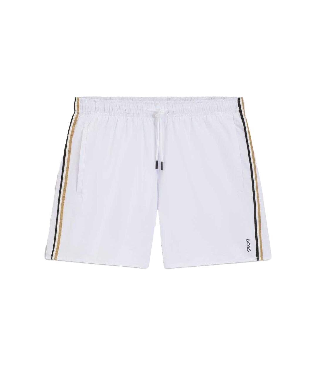 Mens Icon Logo Swim Shorts White Boss-2