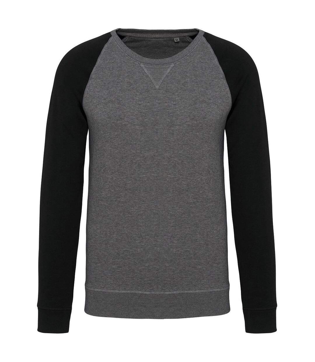 Sweat shirt coton bio - Homme - K491 - gris chiné et noir-1