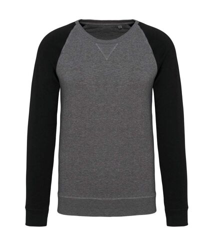 Sweat shirt coton bio - Homme - K491 - gris chiné et noir