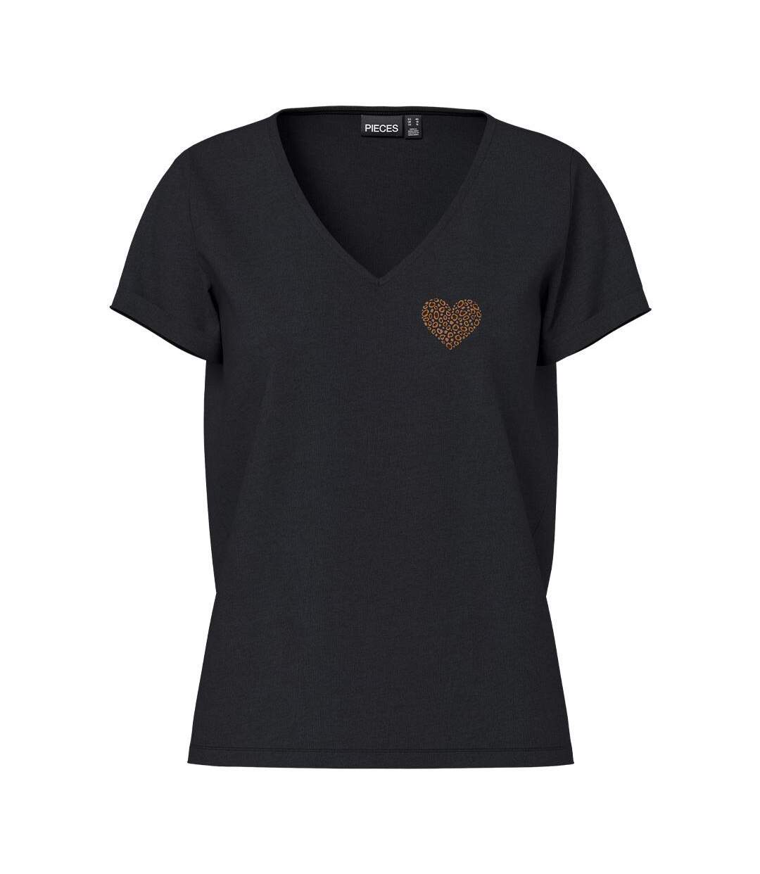 T-Shirt noir femme pieces pcoda-1