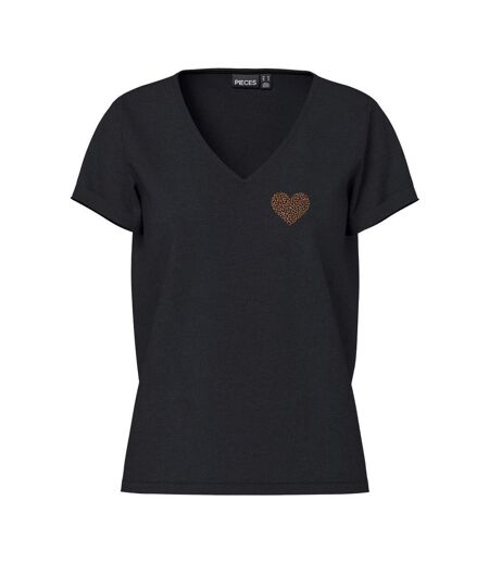 T-Shirt noir femme pieces pcoda