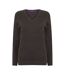 Henbury Womens/Ladies Cotton Acrylic V Neck Sweatshirt (Grey Marl)