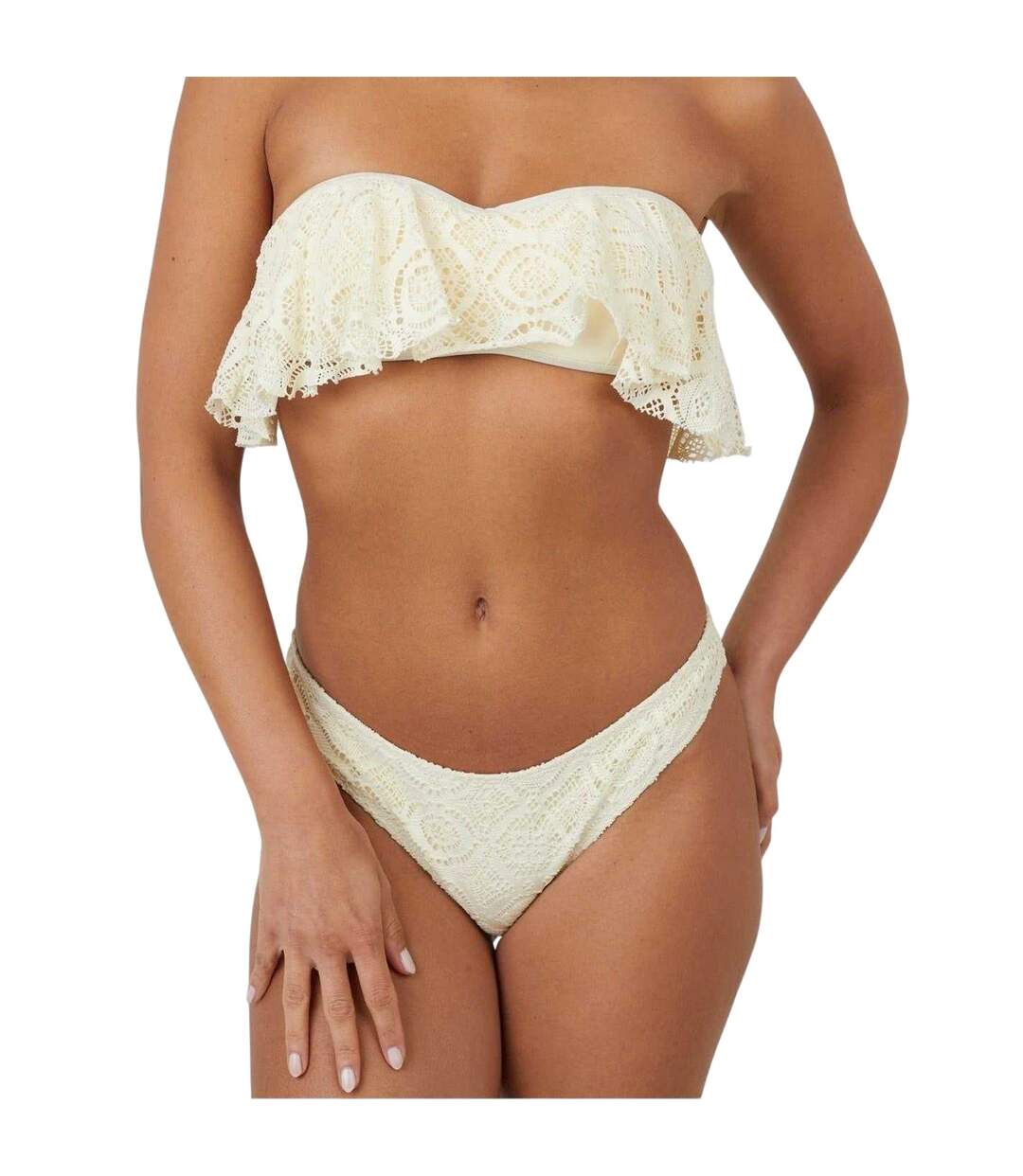 Womens/ladies Crochet Bikini Bottoms Yellow Brave Soul-4