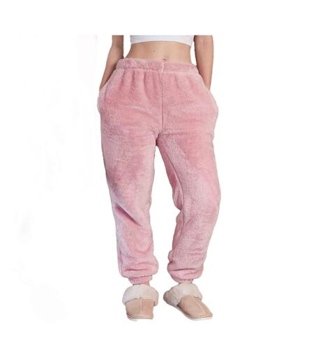 Unisex adult fluffy fleece jogging bottoms blush pink Brand Lab