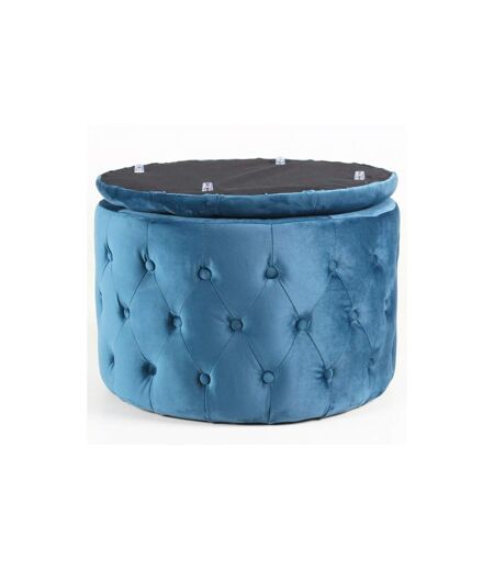 Pouf Rond Design en Velours Visalni 60cm Bleu