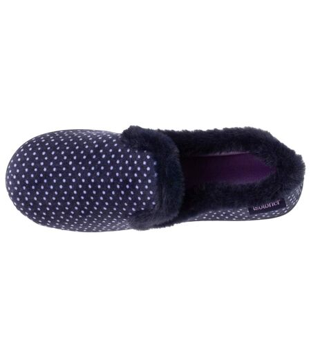 Isotoner Chaussons Charentaises femme soutien voûte plantaire, mémoire de forme, chaud et tendance à pois