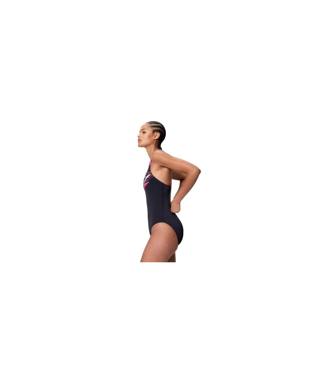 Womens/ladies Medalist Logo One Piece Swimsuit Anthracite Pink Speedo-1