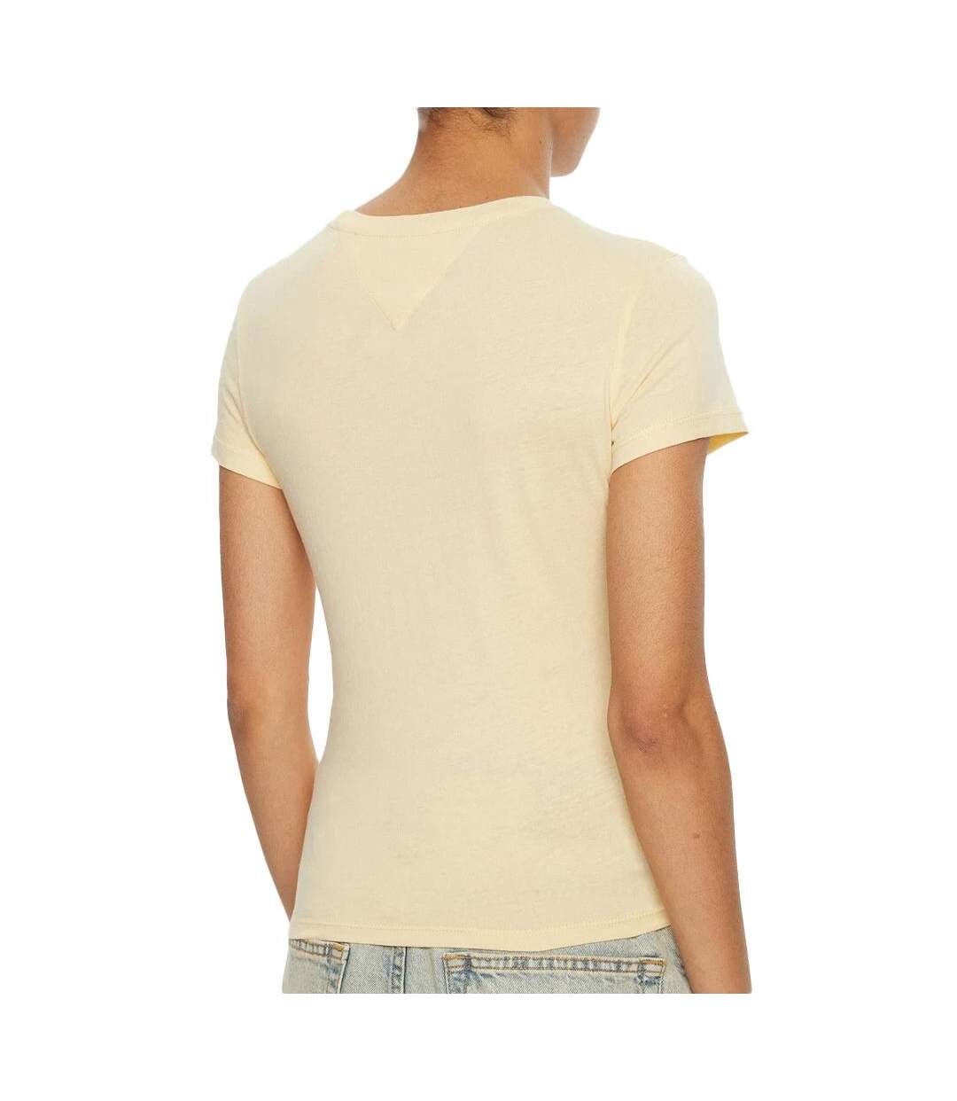 T-shirt beige femme tommy hilfiger linear - m-2