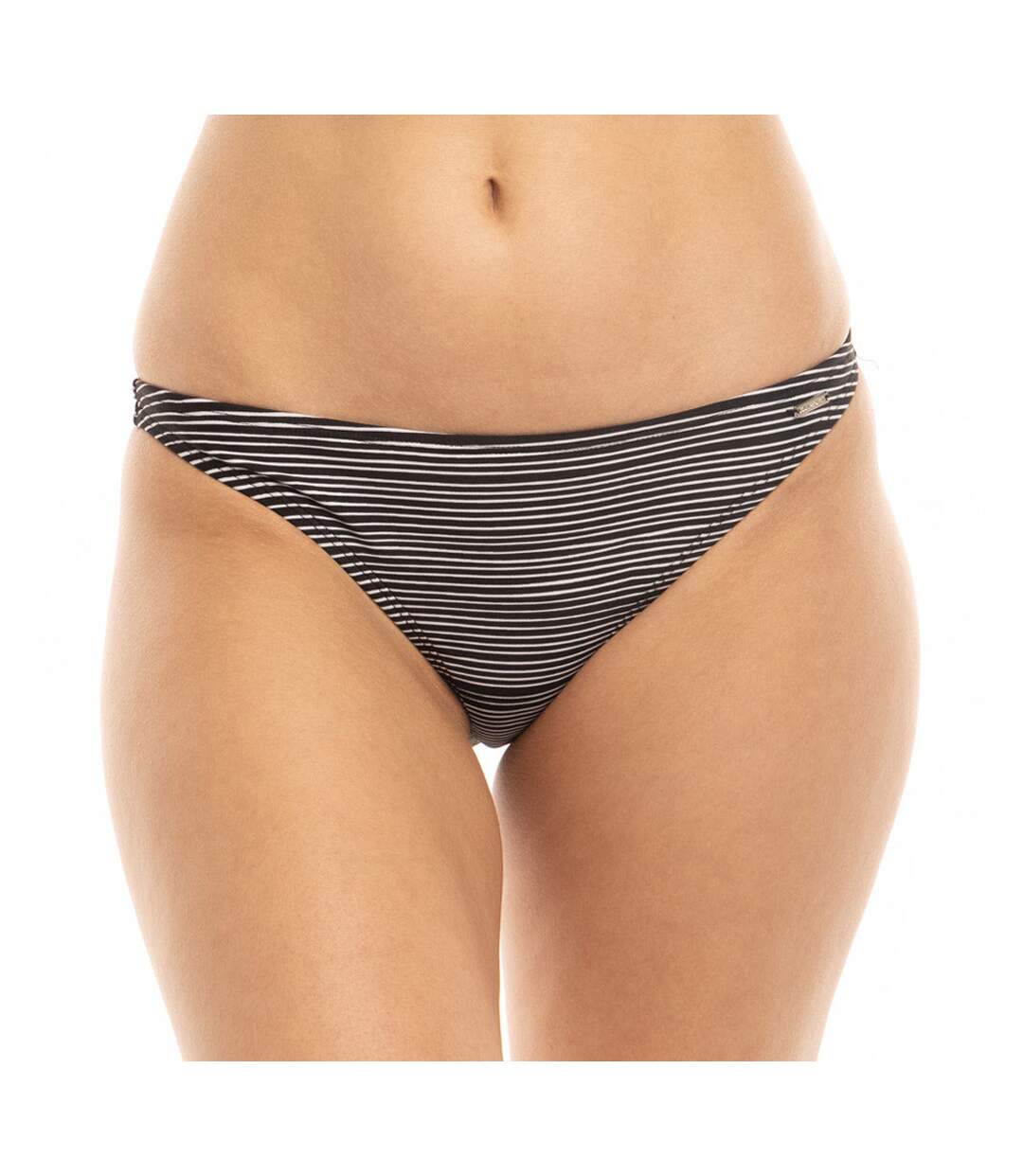 Bas de Bikini Noir/Rayures Femme Sun Project Tanga-1