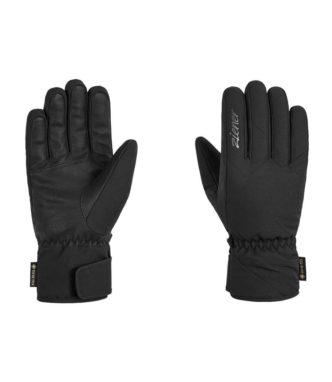 Womens/ladies Gore-tex Quilted Ski Gloves Black Ziener-3