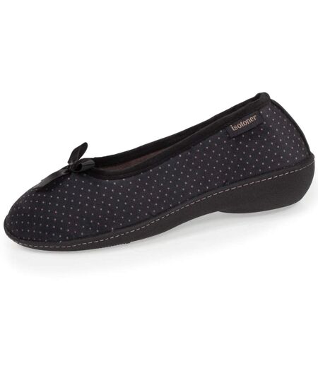 Isotoner Chaussons Ballerines femme ultra doux, ultra confort talon de 3,8 cm