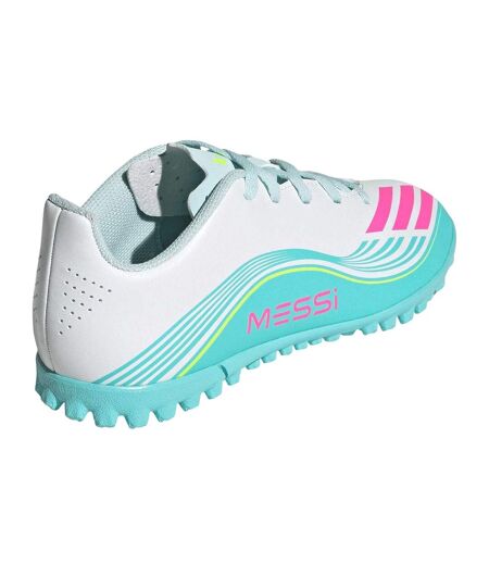 Childrens/kids F50 Lionel Messi Astro Turf Trainers White Pink Blue Adidas
