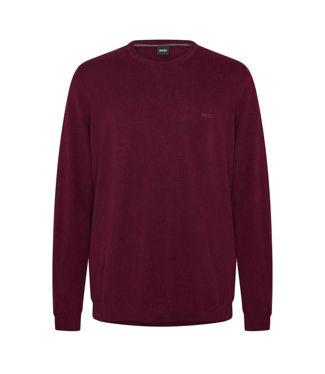 Mens Crew Neck Regular Long-sleeved Sweatshirt Dark Red Boss-1
