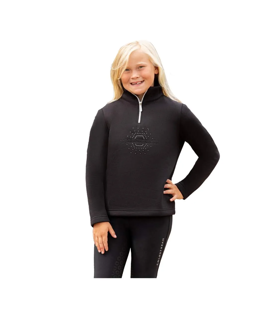 Womens/ladies Hamilton Sparkle Long-sleeved Show Shirt Black Coldstream-1