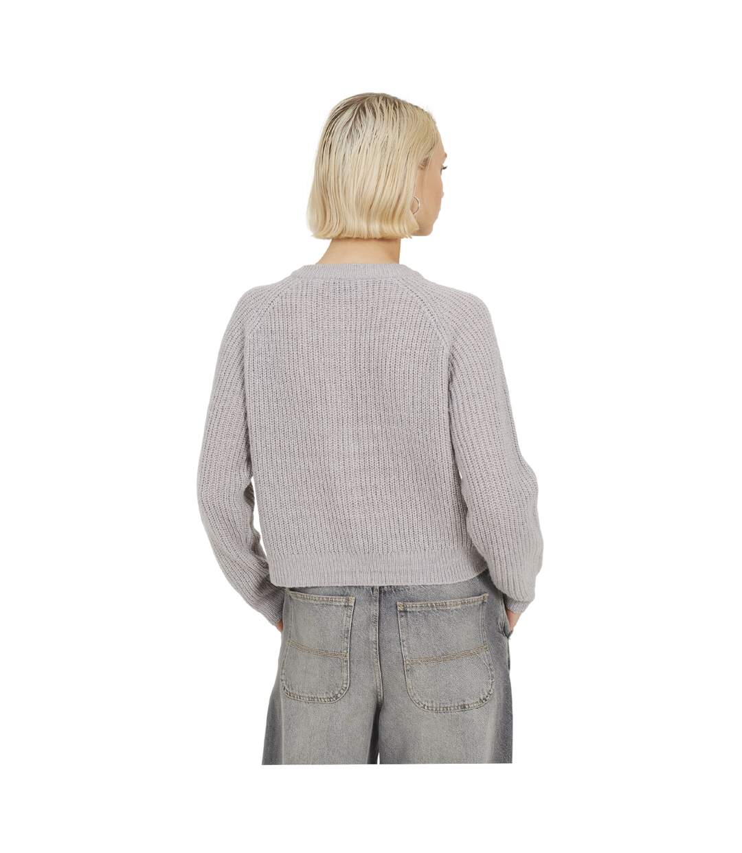 Womens/ladies Lawson Knitted Crew Neck Raglan Cardigan Grey Brave Soul-2