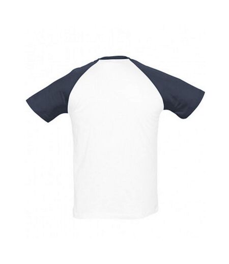 T-shirt manches courtes funky homme blanc/bleu marine SOLS