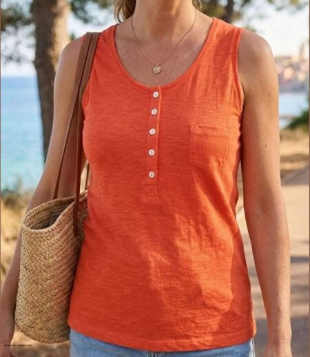 Mayflower ANDY2O Débardeur homme orange en coton pour un style décontracté et estival