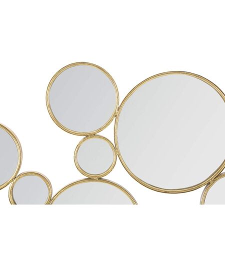 Décoration Murale en Métal Miroirs Ronds 100cm Or