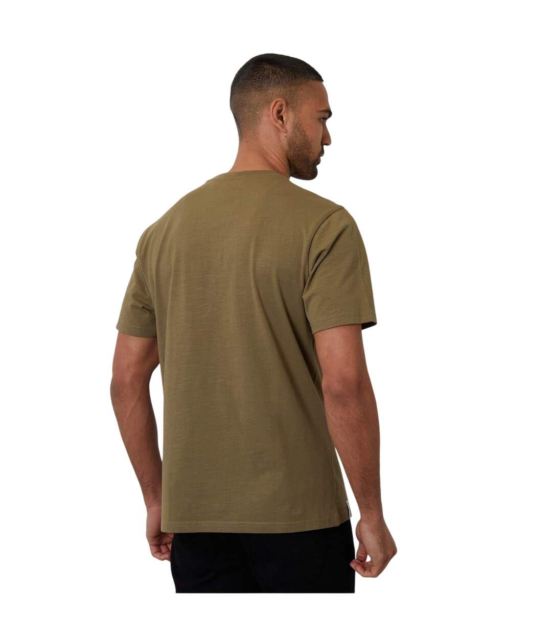 Mens Chest Pocket Regular T-shirt Khaki Green Threadbare-3