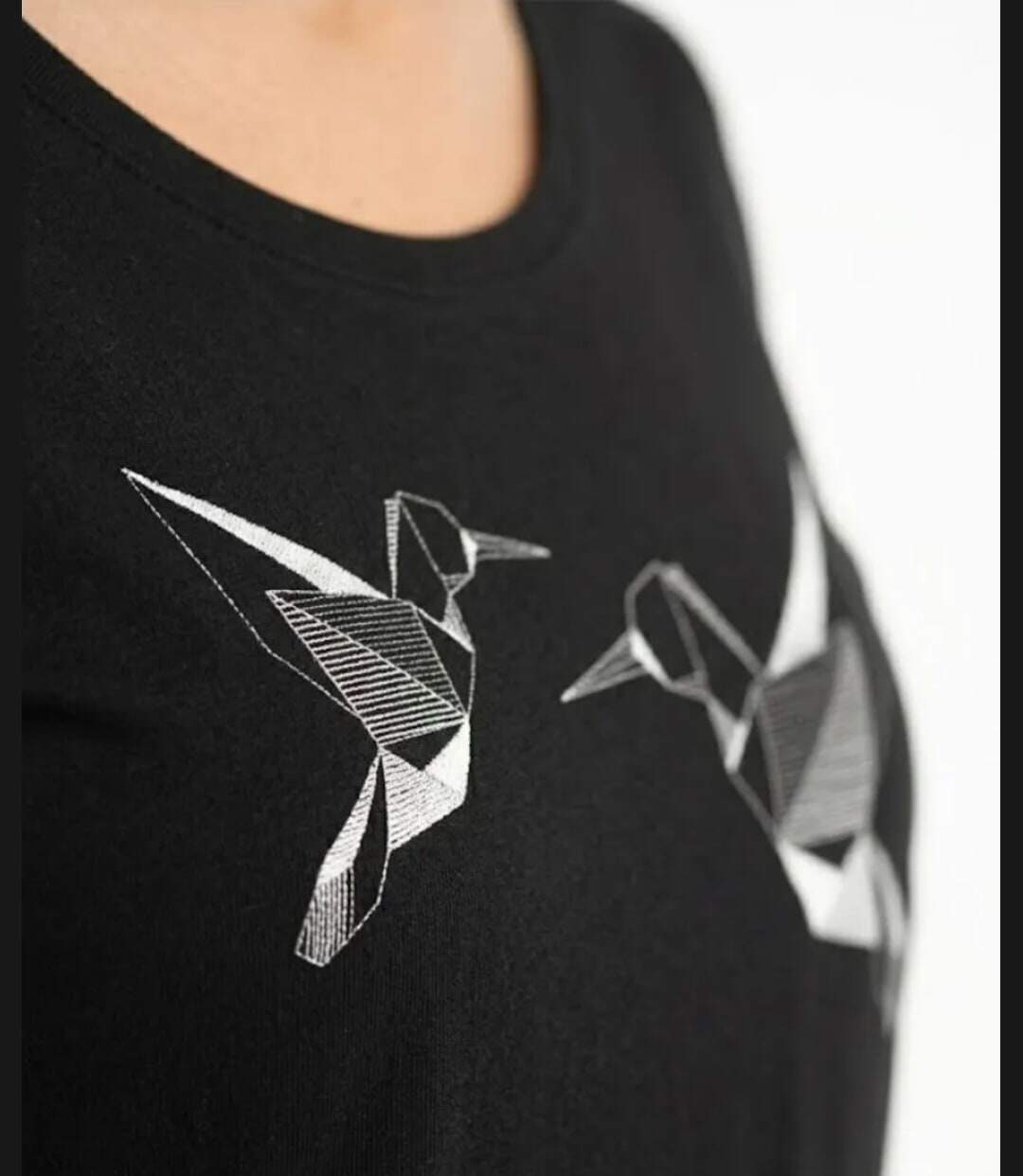 Mayflower NAWA1 : Tee-shirt manches longues noir avec sérigraphie colibri-4