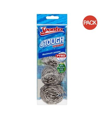 Spontex Tough Scourer (Pack of 4) (Silver) (One Size) - UTST2068