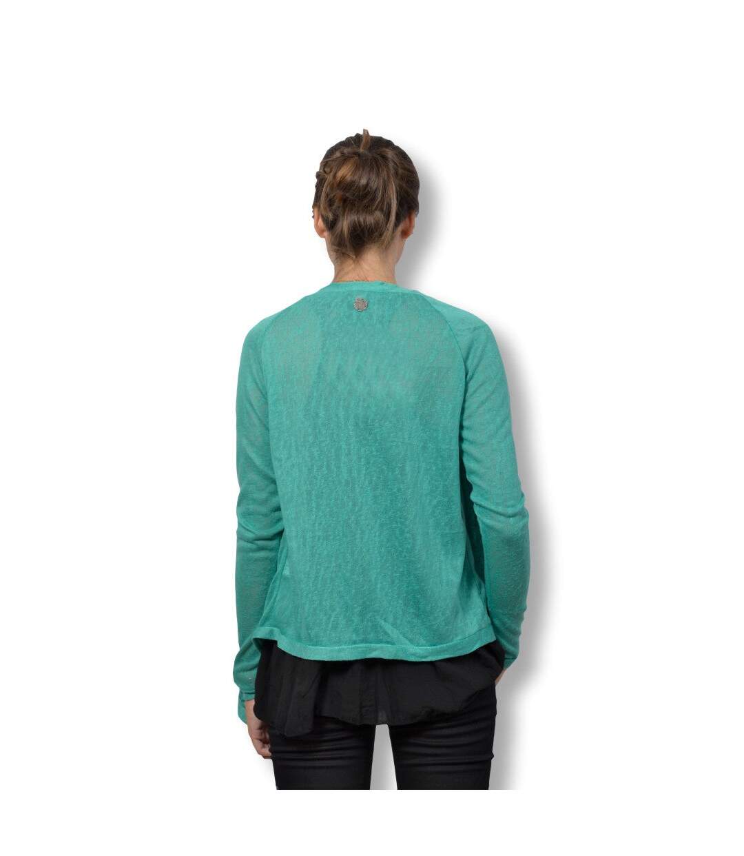 Gilet femme manches longues - Drapé - Couleur vert-2