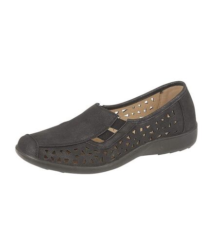 Boulevard Womens/Ladies Nubuck Side Gusset Summer Casual Shoes (Black) - UTDF1758