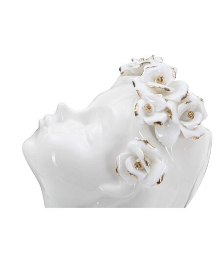 Vase Déco en Porcelaine Young Lady Roses 26cm Blanc