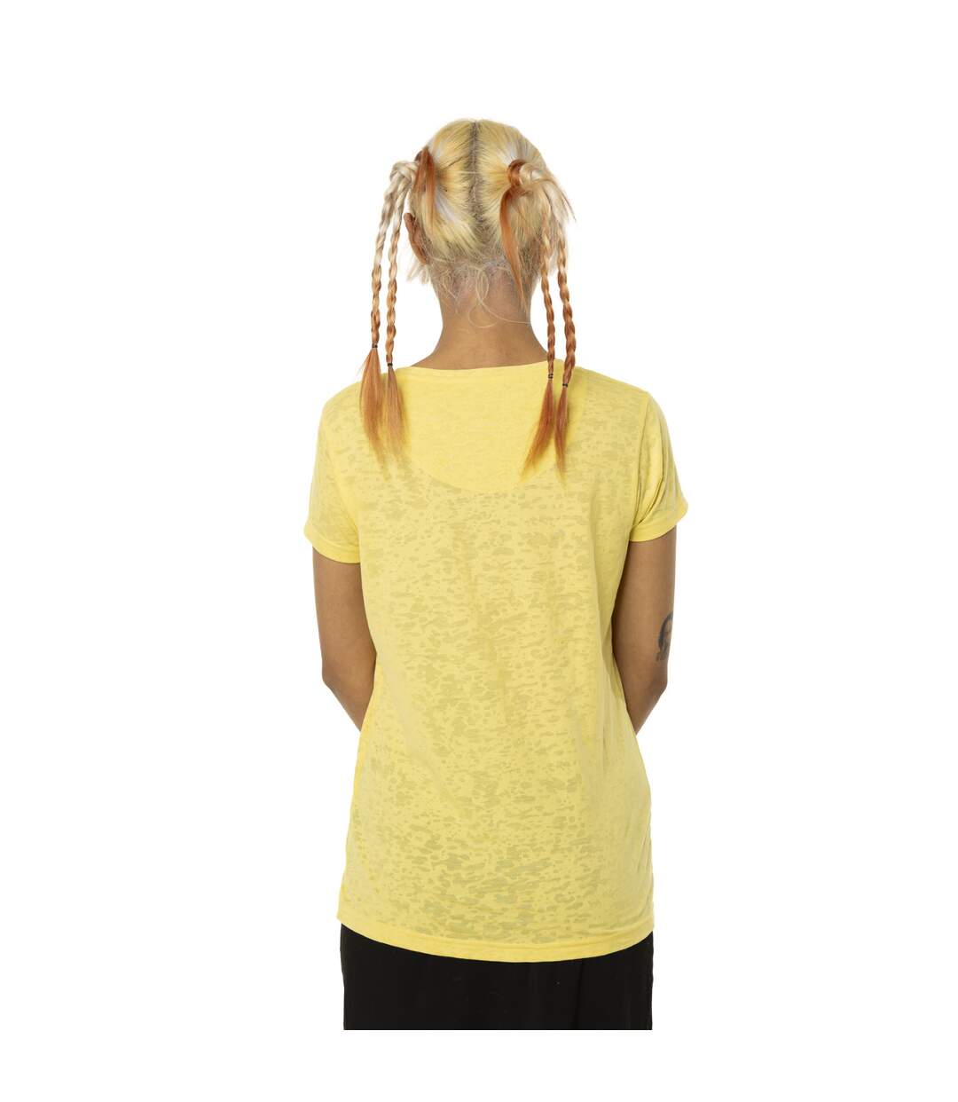T-shirt femme col V effet dévore et print Classic Vondutch-3