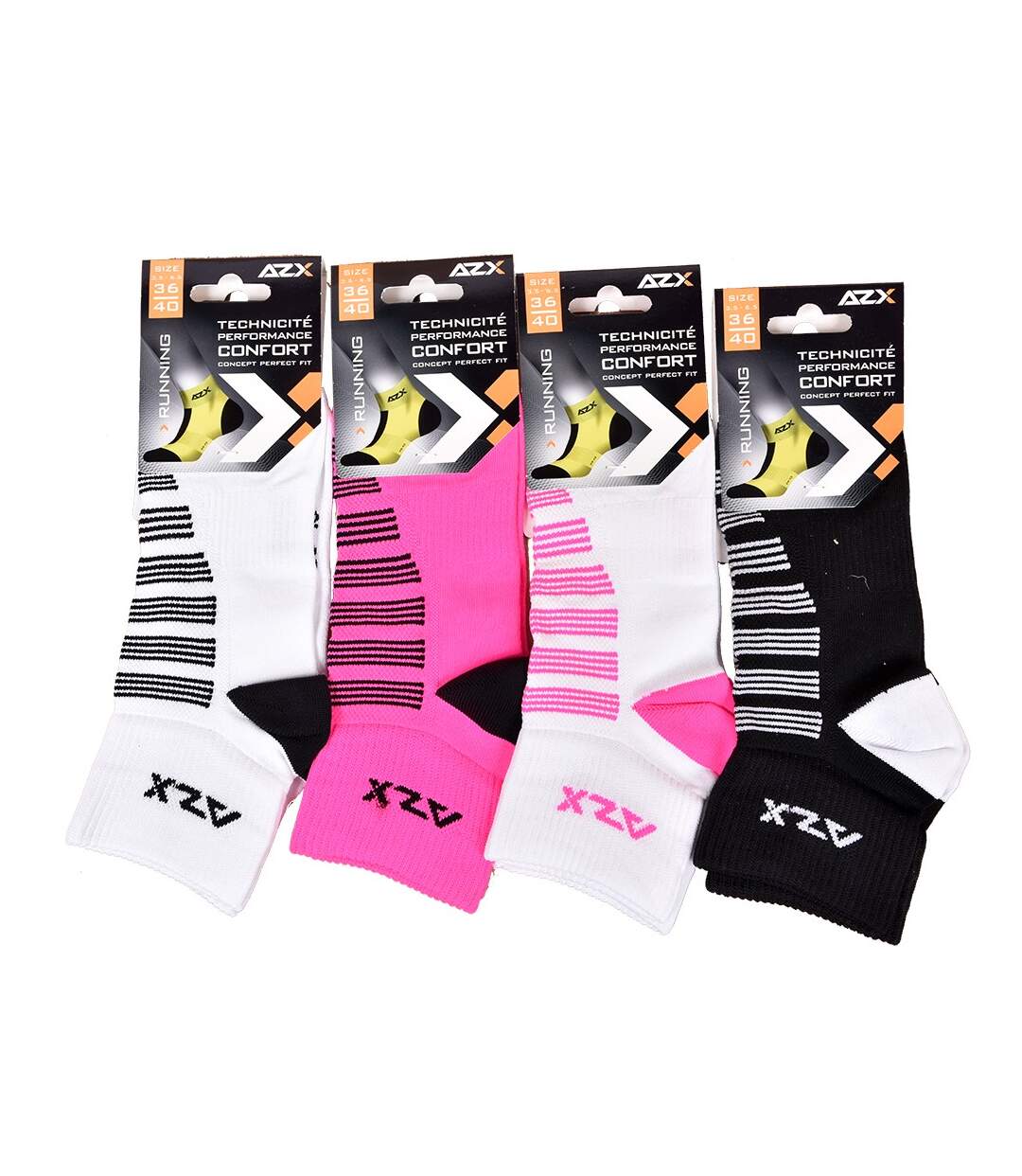 Chaussettes Femme Socquettes Tiges courtes Coton Majoritaire Pack de 4 Paires Running Azx-2