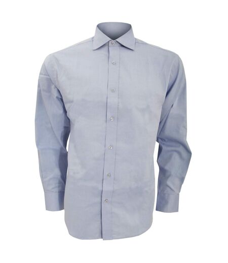 Kustom Kit Mens Superior Oxford Long Sleeved Shirt (Light Blue)