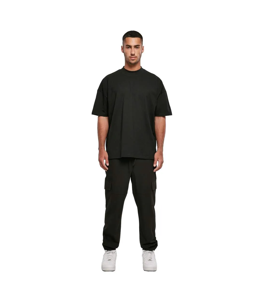 Mens Mock Neck Oversized T-shirt Black Build Your Brand-1