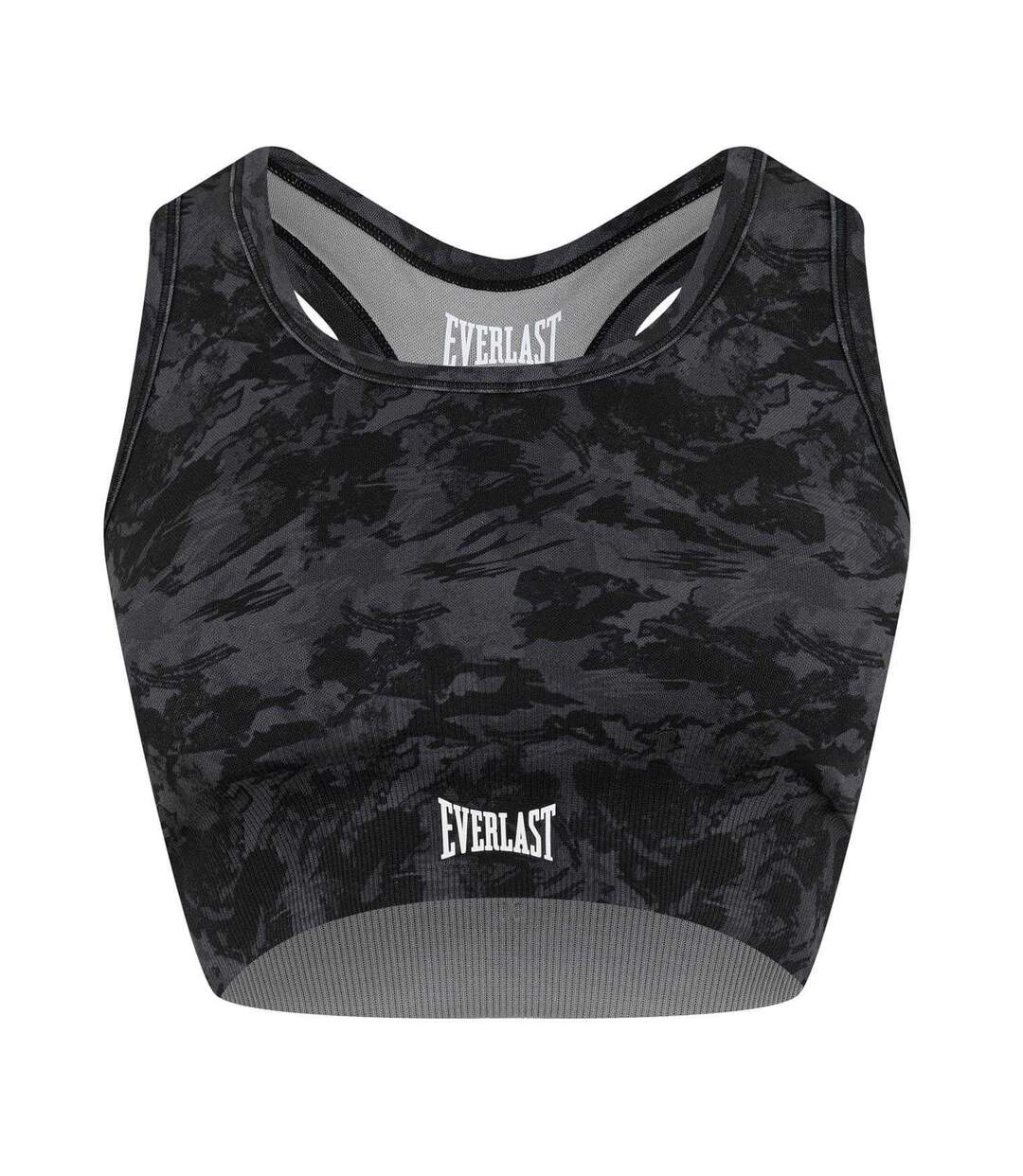 Womens/ladies Camo Racerback Sports Bra Black Everlast-2